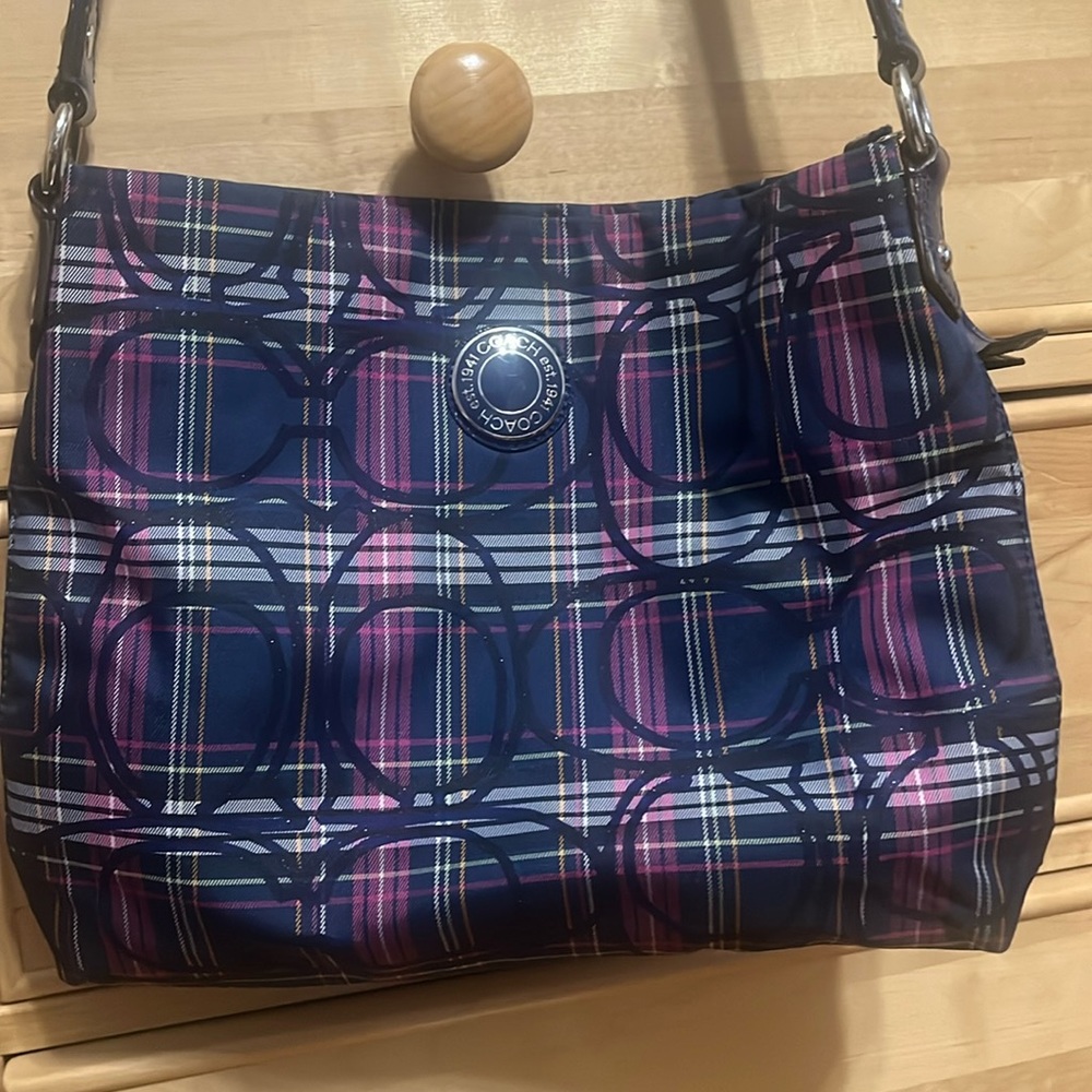 Coach Tartan Plaid Large Crossbody Bag